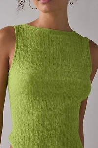 ReMADE By UO Remnants Textured Knit Asymmetric Hanky Hem Tank Top