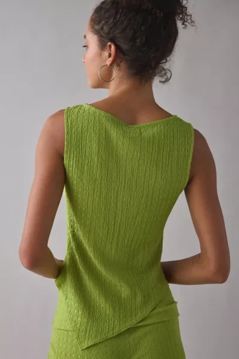 ReMADE By UO Remnants Textured Knit Asymmetric Hanky Hem Tank Top