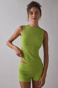 ReMADE By UO Remnants Textured Knit Asymmetric Hanky Hem Tank Top