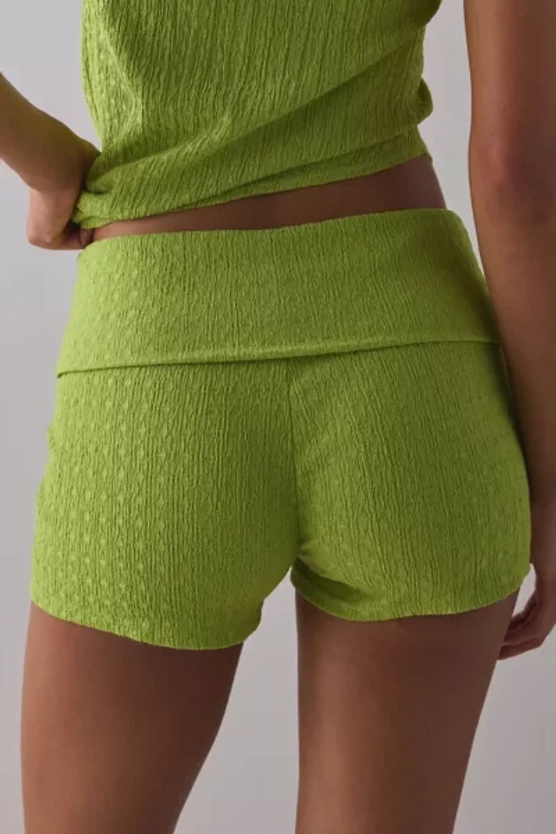 ReMADE By UO Remnants Textured Knit Foldover Micro Short