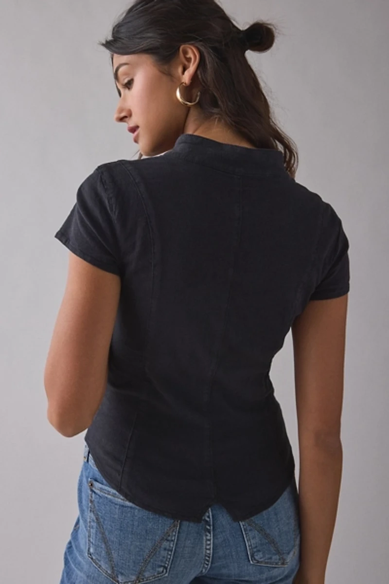 BDG Tilda Waistcoat Short Sleeve Crop Top