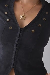 BDG Milo Military Short Sleeve Top