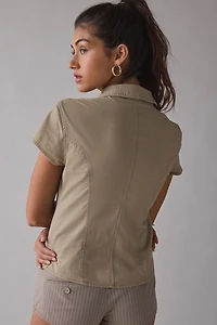 BDG Billie Short Sleeve Asymmetric Button-Up Shirt