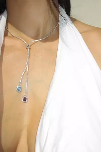 RIMOR Gem Lariat Snake Chain Necklace