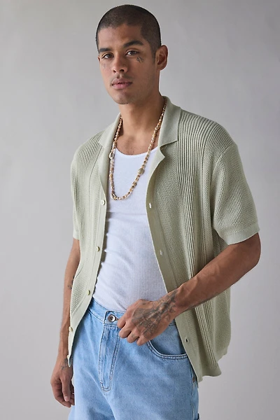 UO Catamaran Camp Collar Short Sleeve Sweater