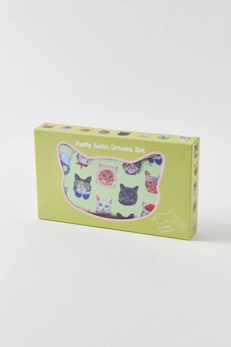 UO Puffy Satin Dreams Reversible Eye Mask & Scrunchie Set