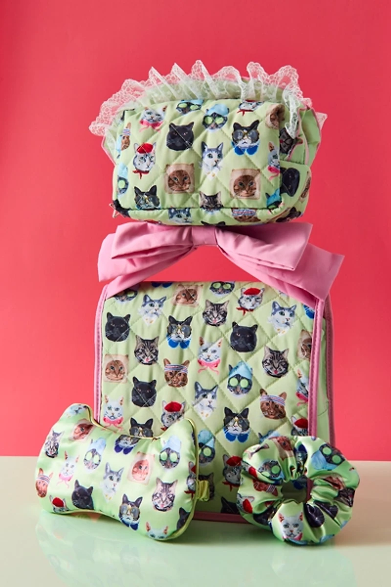 UO Puffy Satin Dreams Reversible Eye Mask & Scrunchie Set