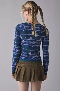 Fair Isle Forrest Graphic Print Long Sleeve Baby Tee