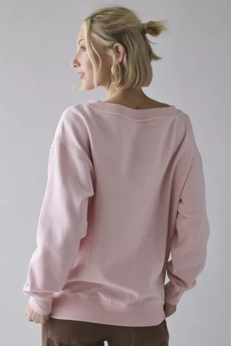 UO Cross Stitch Graphic V-Neck Pullover Sweatshirt