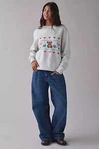 Teddy Bear Fair Isle Graphic Crew Neck Pullover