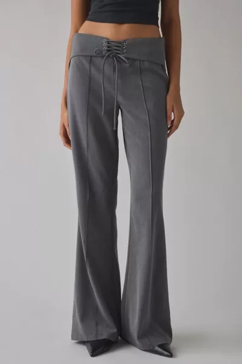 Motel Zallen Lace-Up Low-Rise Flare Trouser