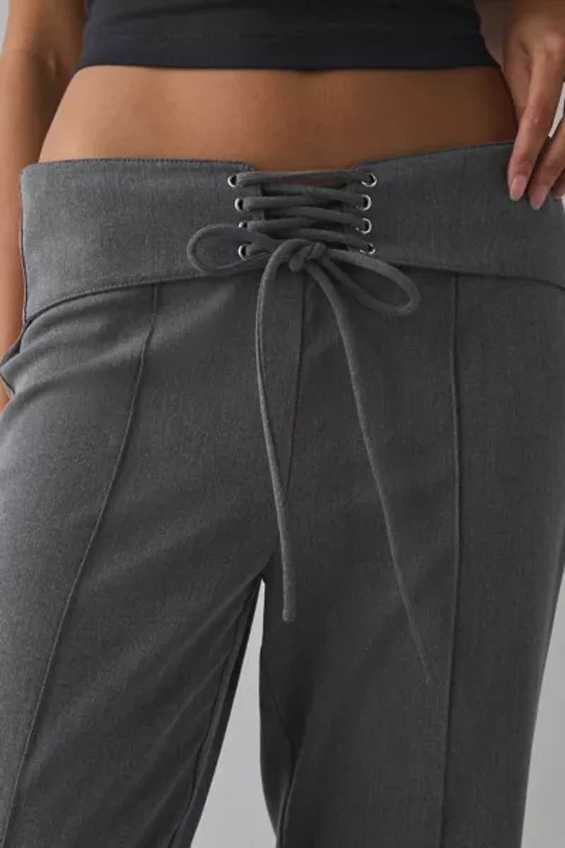 Motel Zallen Lace-Up Low-Rise Flare Trouser