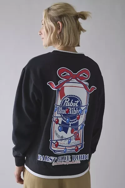 Pabst Blue Ribbon Holiday Lights Graphic Crew Neck Pullover