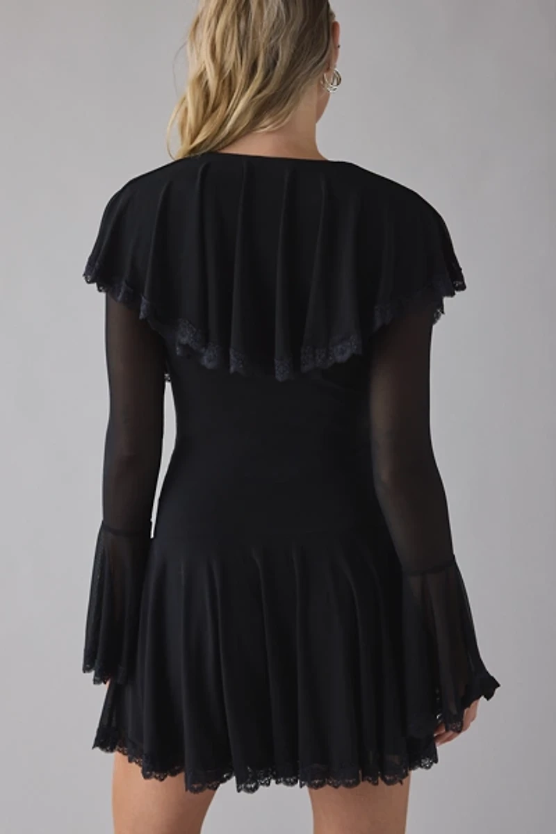 Kimchi Blue Castle Dweller Lace Trim Bell Sleeve Mini Dress