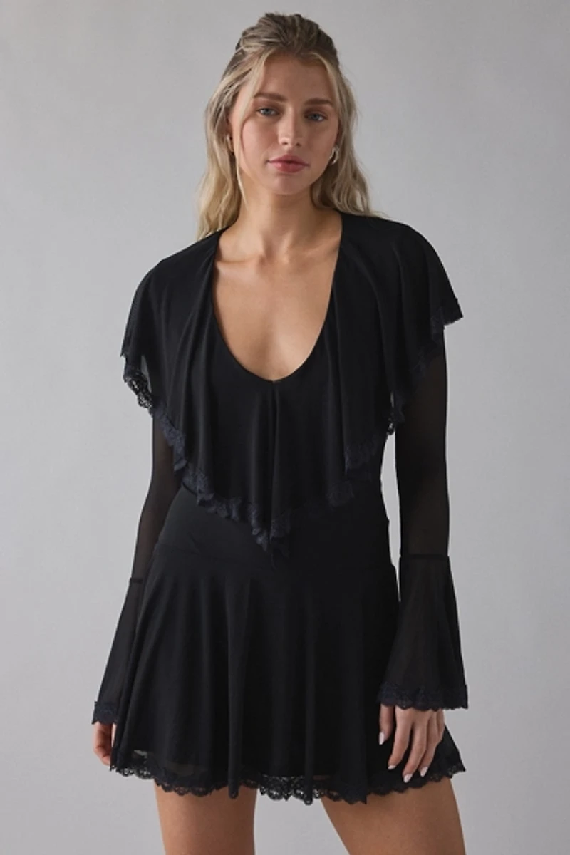 Kimchi Blue Castle Dweller Lace Trim Bell Sleeve Mini Dress