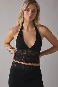 UO Lavish Lace Trim Halter Top + Maxi Skirt 2-Piece Set