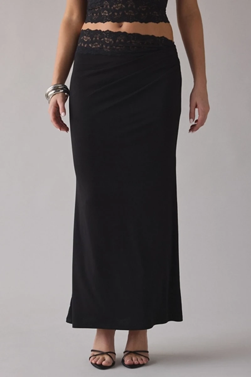 UO Lavish Lace Trim Halter Top + Maxi Skirt 2-Piece Set