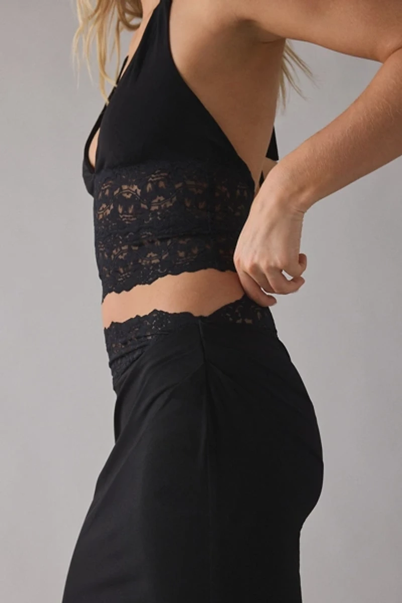 UO Lavish Lace Trim Halter Top + Maxi Skirt 2-Piece Set