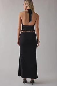 UO Lavish Lace Trim Halter Top + Maxi Skirt 2-Piece Set