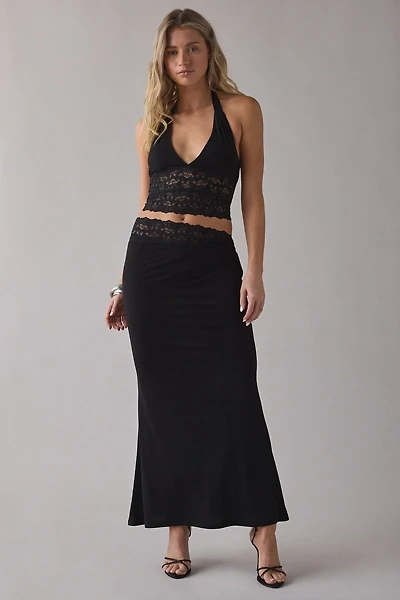 UO Lavish Lace Trim Halter Top + Maxi Skirt 2-Piece Set