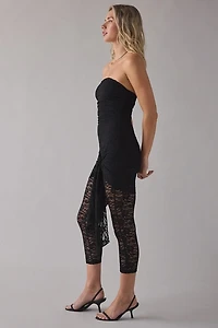 UO One More Chance Semi-Sheer Lace Asymmetric Knot-Front Catsuit
