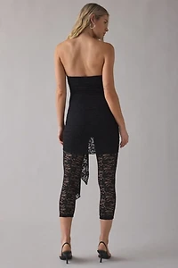 UO One More Chance Semi-Sheer Lace Asymmetric Knot-Front Catsuit