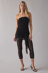 UO One More Chance Semi-Sheer Lace Asymmetric Knot-Front Catsuit
