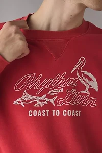 Rhythm Coast To Graphic Overdyed Crew Neck Sweatshirt