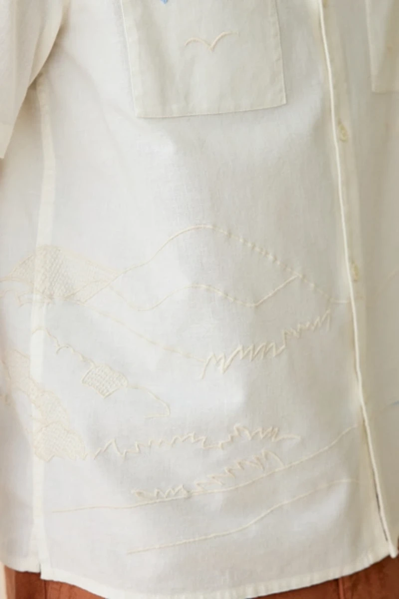 Wax London Didcot Embroidered Short Sleeve Shirt