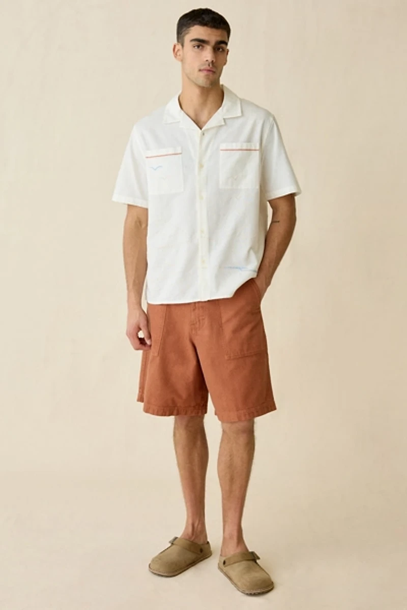Wax London Didcot Embroidered Short Sleeve Shirt