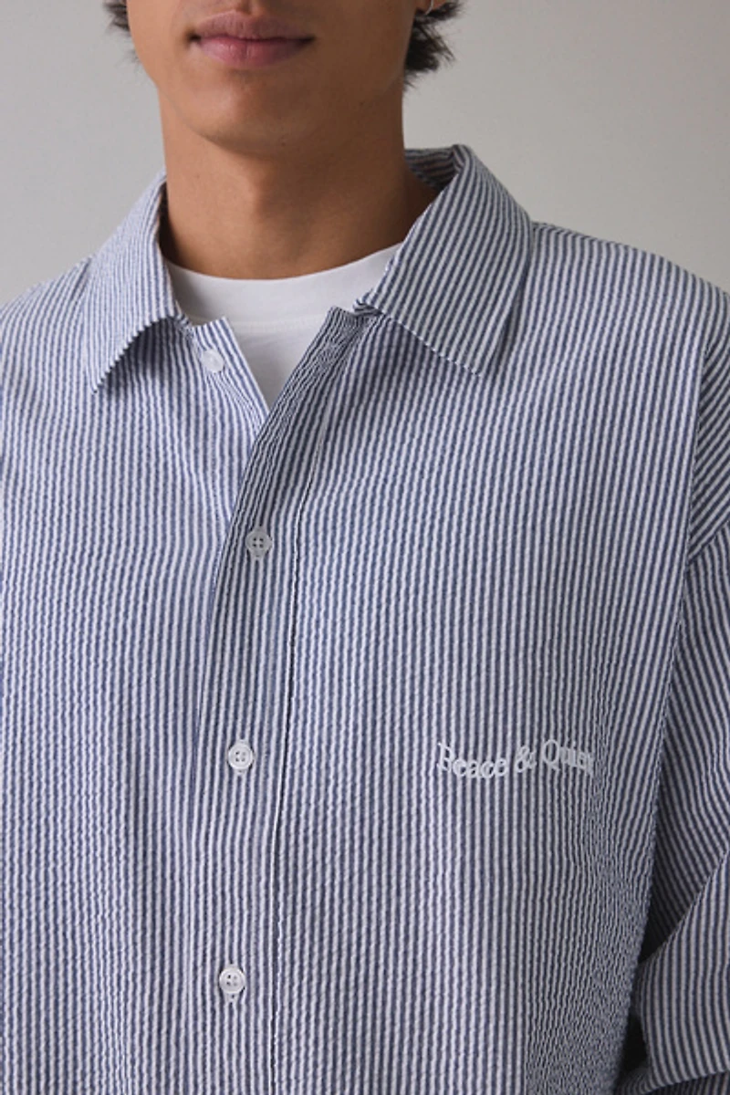 Museum Of Peace & Quiet Textured Stripe Button-Down Shirt