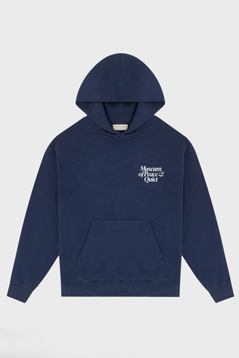 Museum Of Peace & Quiet Midcentury Logo Graphic Distressed Hoodie Sweatshirt
