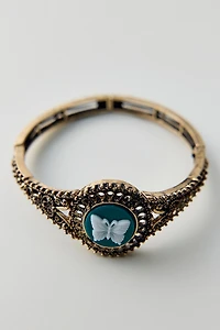 Victorian Swan Cameo Stretch Bangle Bracelet