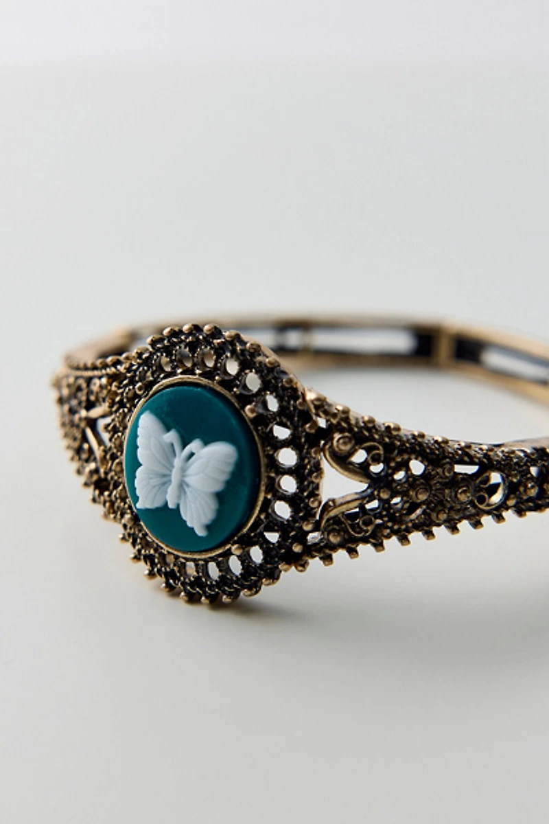 Victorian Swan Cameo Stretch Bangle Bracelet