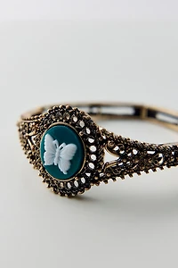Victorian Swan Cameo Stretch Bangle Bracelet