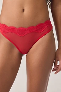 Mucci Lola Scalloped Lace Trim Mesh Bikini Undie