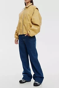 Lioness Vista Mustard Faux Suede Bomber Jacket