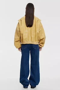 Lioness Vista Mustard Faux Suede Bomber Jacket