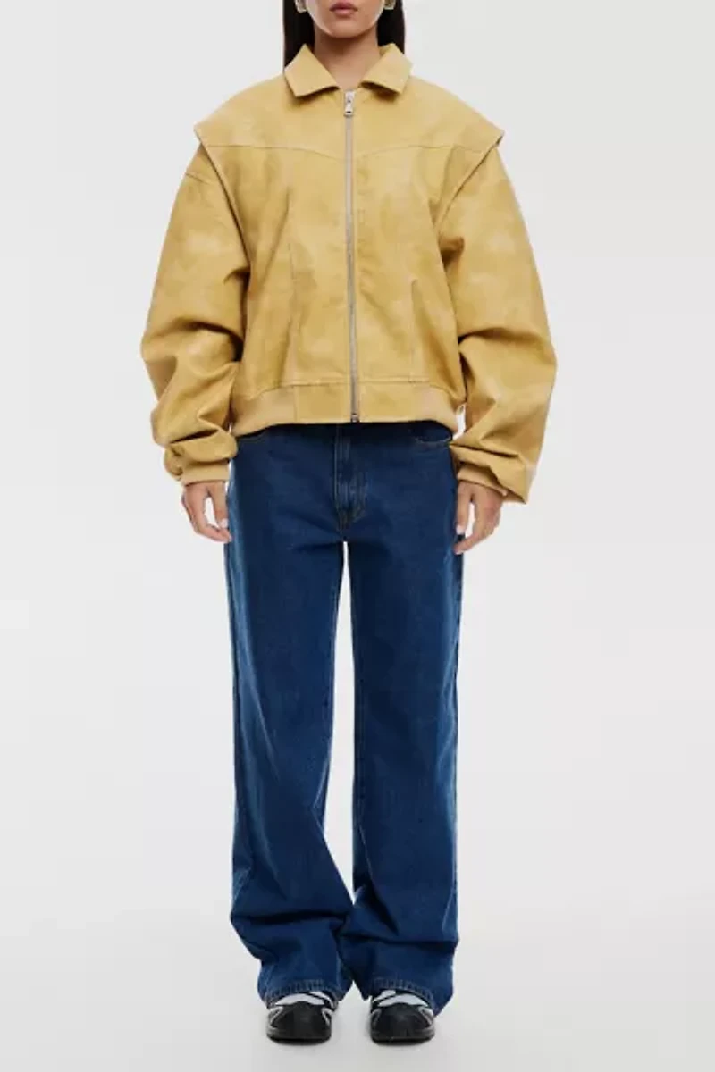 Lioness Vista Mustard Faux Suede Bomber Jacket