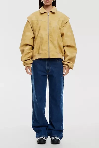 Lioness Vista Mustard Faux Suede Bomber Jacket