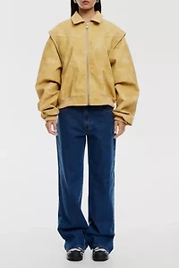 Lioness Vista Mustard Faux Suede Bomber Jacket