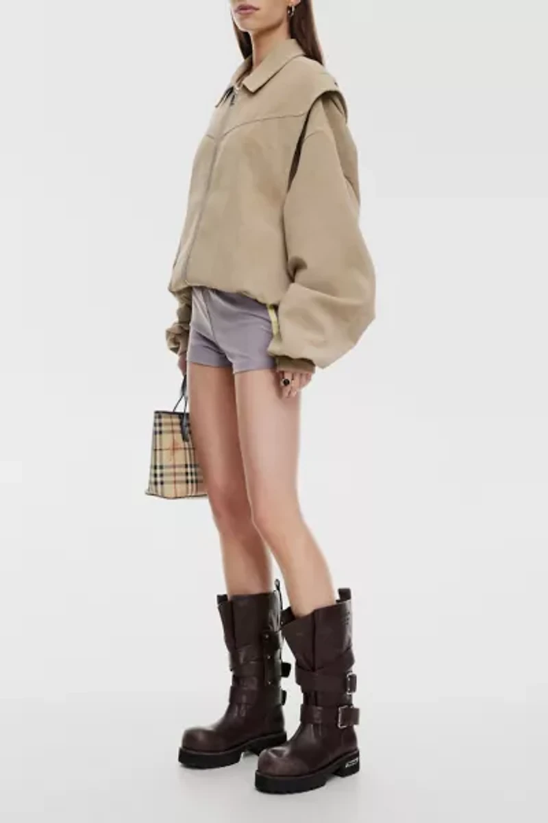 Lioness Vista Latte Faux Suede Bomber Jacket