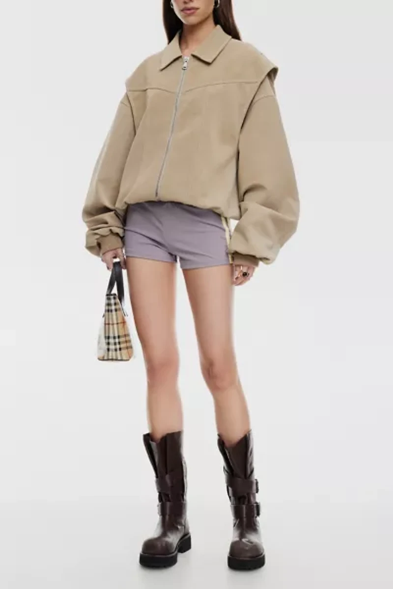 Lioness Vista Latte Faux Suede Bomber Jacket