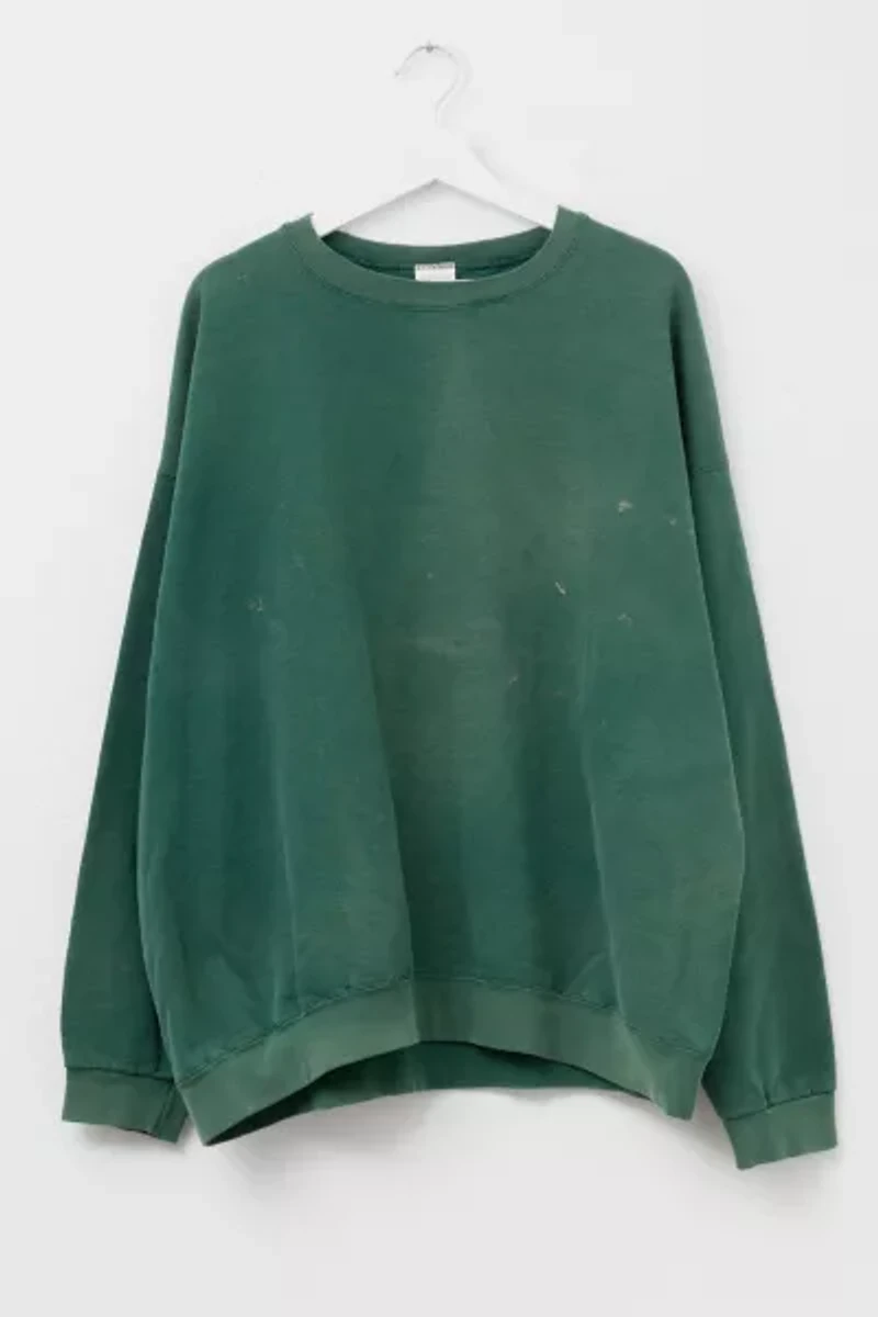 Vintage 1990s Distressed Hunter Green Heavyweight Crewneck Sweatshirt