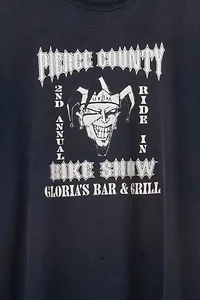 Vintage Y2K Distressed Bike Show Black Jester Graphic T-Shirt