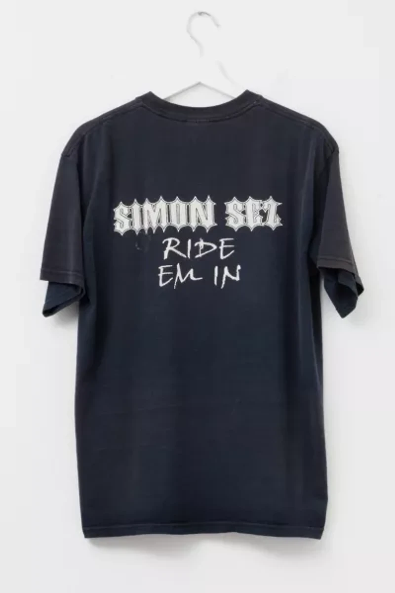 Vintage Y2K Distressed Bike Show Black Jester Graphic T-Shirt