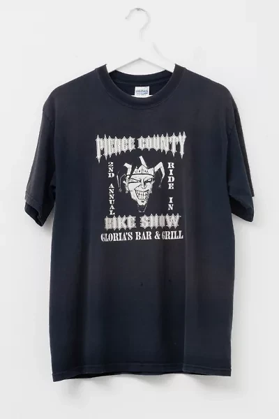 Vintage Y2K Distressed Bike Show Black Jester Graphic T-Shirt