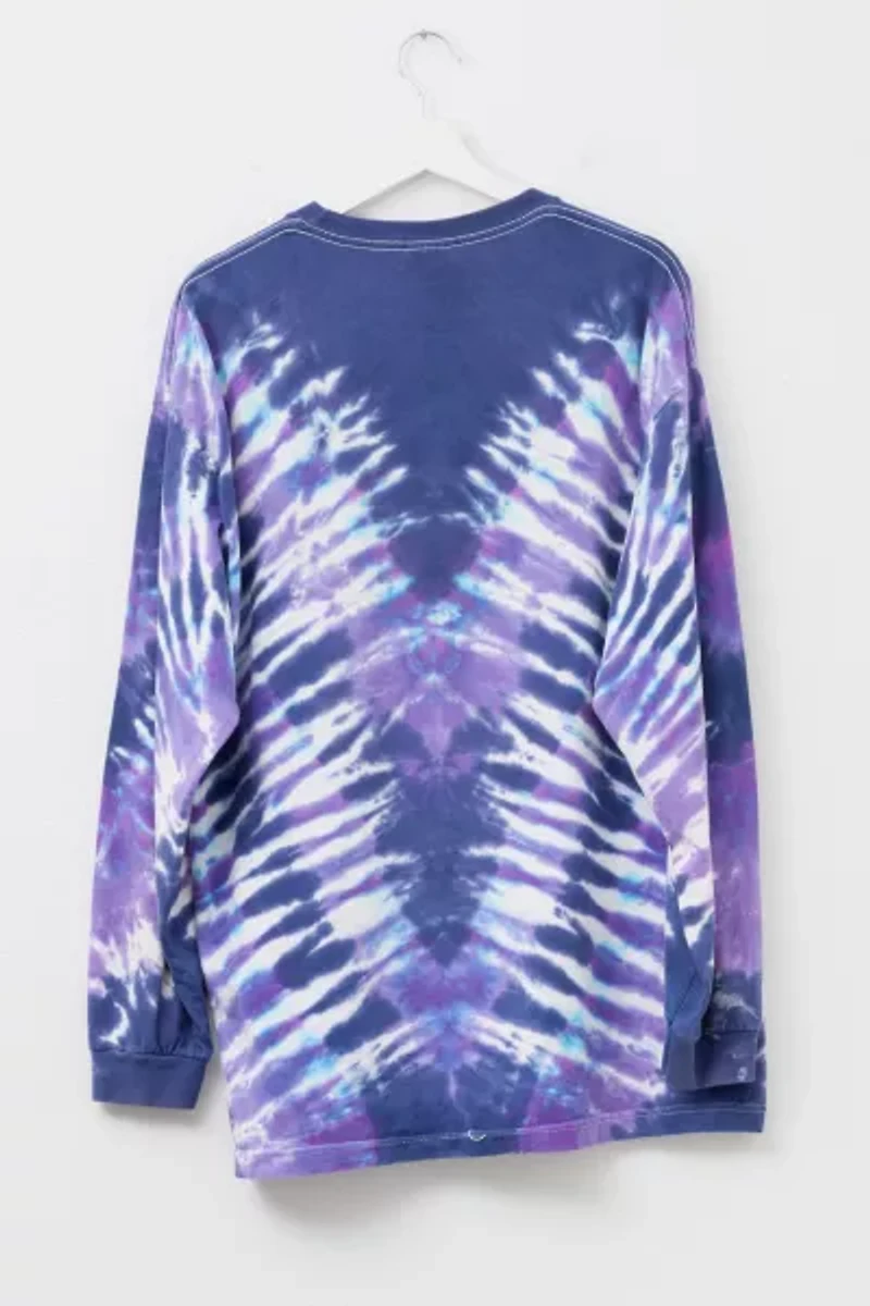 Vintage 1990s Distressed Purple Blue All Over Print Long Sleeve Graphic T-Shirt