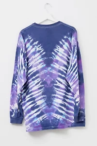 Vintage 1990s Distressed Purple Blue All Over Print Long Sleeve Graphic T-Shirt