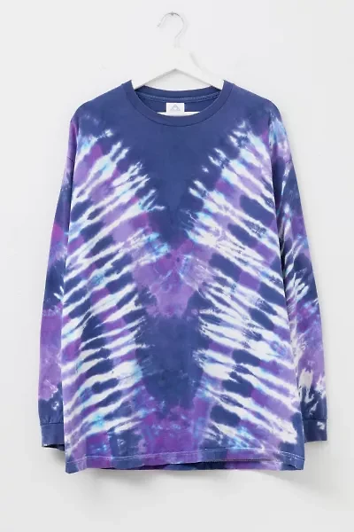 Vintage 1990s Distressed Purple Blue All Over Print Long Sleeve Graphic T-Shirt